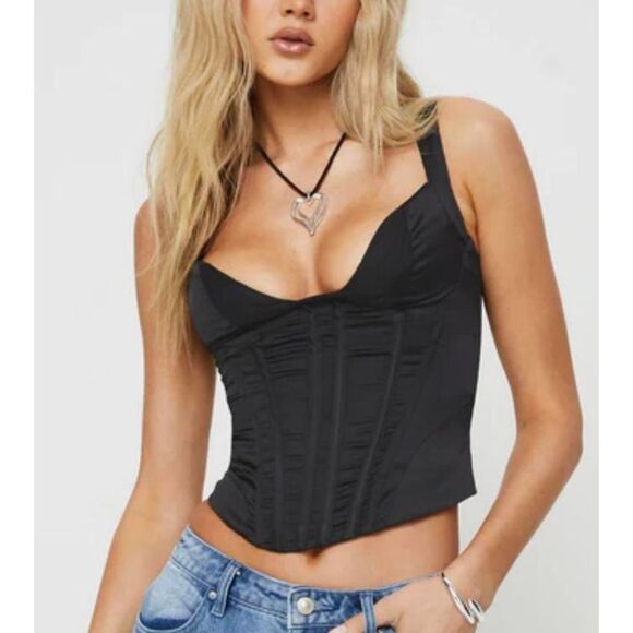 Princess Polly Black Corset Top Size 6 - Picture 1 of 1